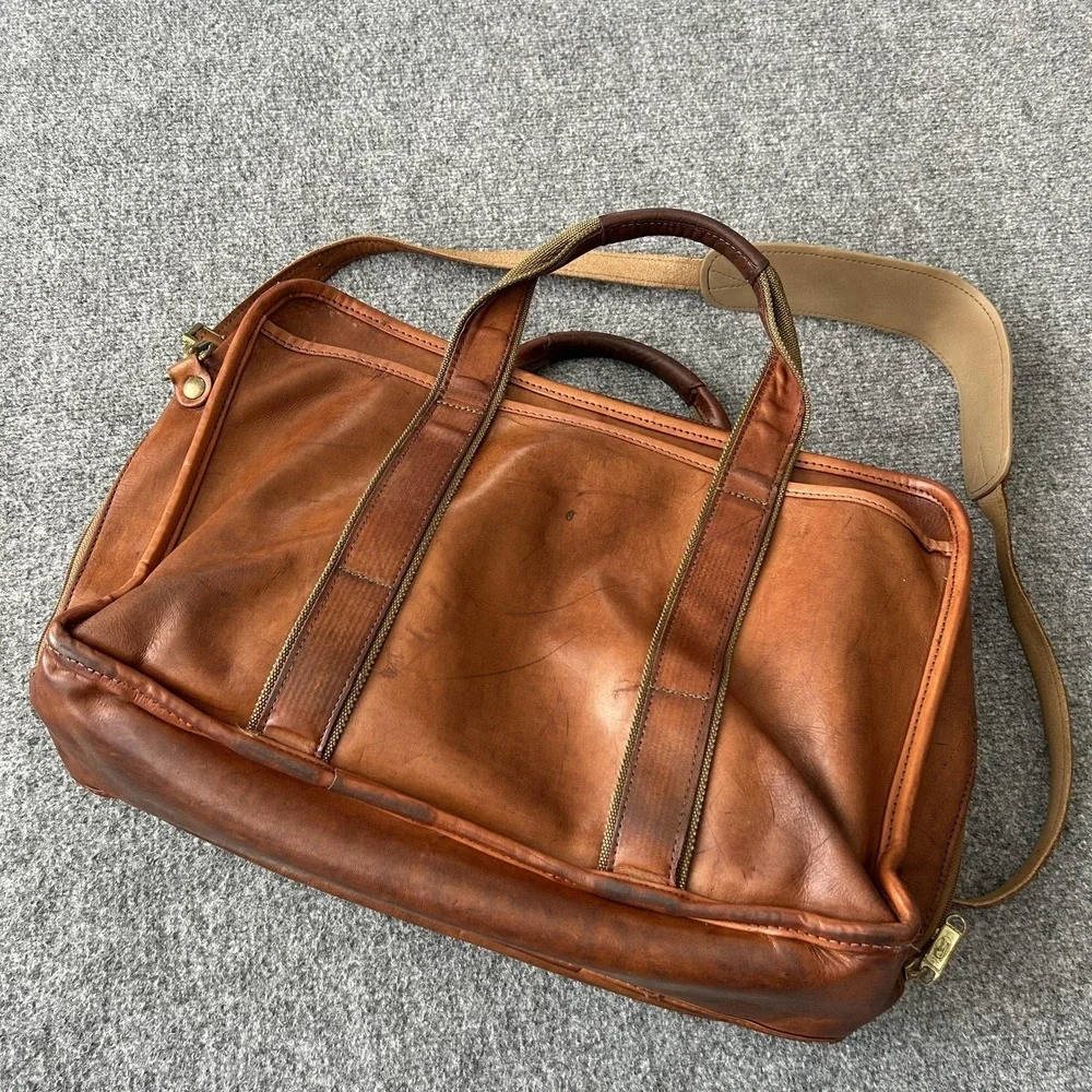 Hartmann Bag Attache Brown Leather‎ Laptop Soft Case Shoulder Briefcase Travel